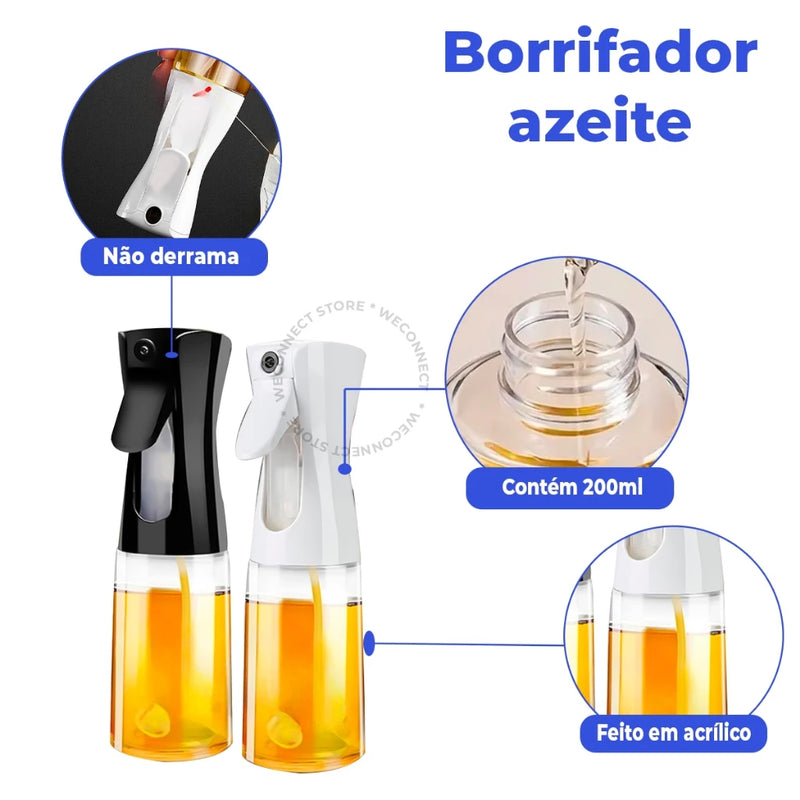 Kit 2 Spray Borrifador 200ML Azeite Vinagre Culinário Pulverizador Vidro Galheteiro em acrílico