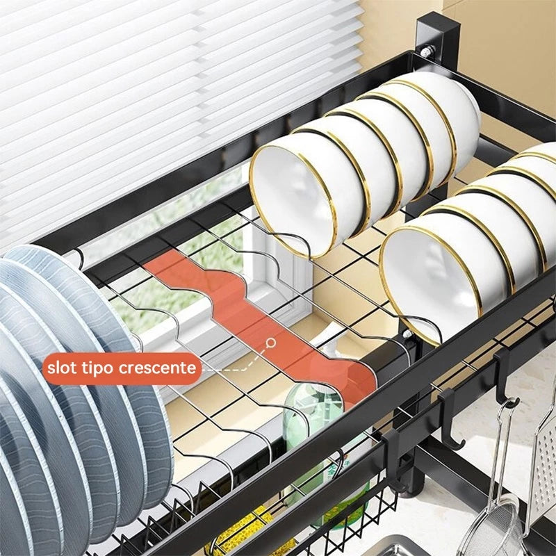 escorredor de louça suspenso Inoxidável Suspenso Autossustentável DESIGN DE CAMADA DUPLA